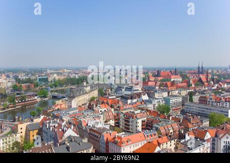 Città vecchia di Wroclaw dall'alto Foto Stock