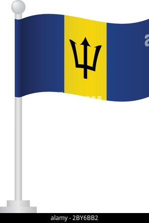 Bandiera Barbados. Bandiera nazionale delle Barbados su vettore pole Illustrazione Vettoriale