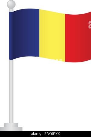 Bandiera Ciad. Bandiera nazionale del Ciad su vettore pole Illustrazione Vettoriale