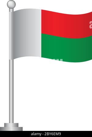 Bandiera Madagascar. Bandiera nazionale del Madagascar su vettore pole Illustrazione Vettoriale