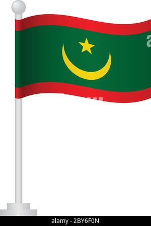 Bandiera della Mauritania. Bandiera nazionale della Mauritania su vettore polare Illustrazione Vettoriale