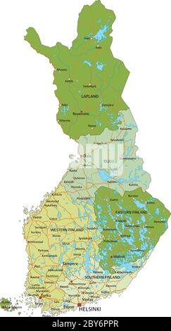 Mappa politica modificabile con livelli separati e molto dettagliata. Finlandia. Illustrazione Vettoriale