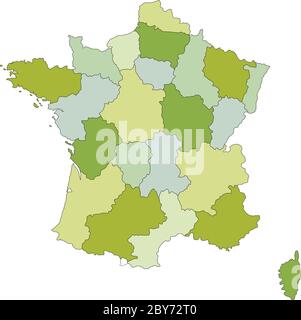 Mappa politica modificabile con livelli separati e molto dettagliata. Francia. Illustrazione Vettoriale