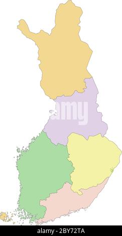 Finlandia - Mappa politica modificabile e molto dettagliata. Illustrazione Vettoriale