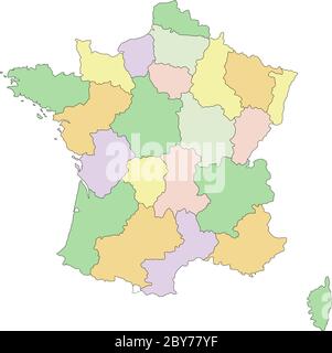 Francia - Mappa politica modificabile e molto dettagliata. Illustrazione Vettoriale