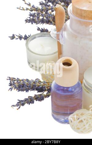 Lavanda fiori secchi e spa Foto Stock