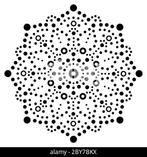 Disegno vettoriale di pittura a punti di mandala bohemian, disegno decorativo tradizionale aborigeno, arte del mosaico australiana Illustrazione Vettoriale