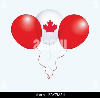 Palloncini in rosso bianco vettore come bandiera nazionale del Canada Illustrazione Vettoriale