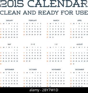 2015 modello di calendario pulito Brochure di Mockup Business semplice e pronto per l'uso in Vector Illustrazione Vettoriale