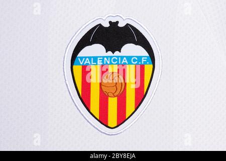 Primo piano della maglia Valencia CF Home 2019/20 Foto Stock