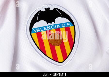 Primo piano della maglia Valencia CF 2019/20 Foto Stock