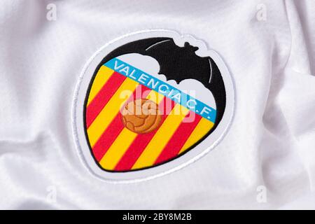 Primo piano della maglia Valencia CF 2019/20 Foto Stock