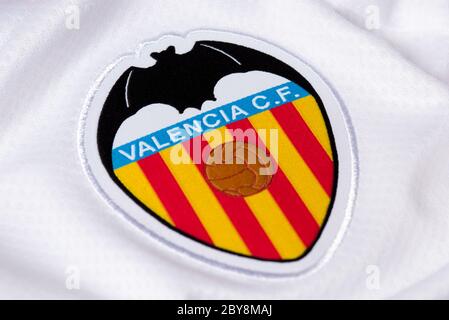 Primo piano della maglia Valencia CF 2019/20 Foto Stock