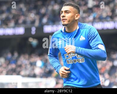 LONDRA, INGHILTERRA - 13 APRILE 2019: Il giocatore di Huddersfield ha ritratto in anticipo della partita della Premier League 2018/19 tra Tottenham Hotspur e Huddersfield Twon al Tottenham Hotspur Stadium. Foto Stock