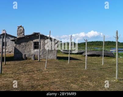 villaggio di pescatori in svezia Foto Stock