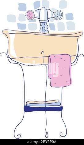 Lavabo in vettore immagine disegnata a mano Illustrazione Vettoriale