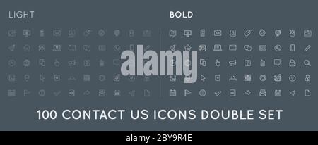 Set di elementi di assistenza e assistenza tecnica in grassetto e sottile il supporto può essere utilizzato come logo o icona di qualità superiore Illustrazione Vettoriale