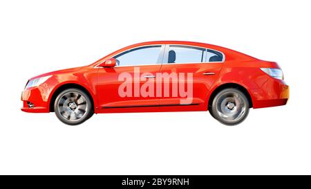 Auto rossa di lusso su isolato bianco. rendering 3d. Foto Stock