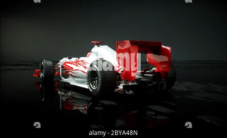 auto sportiva da corsa in studio buio. rendering 3d. Foto Stock