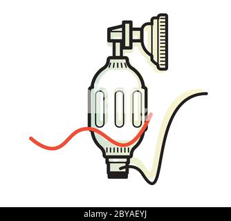 Rianimatore manuale - supporto ventilazione non invasiva - icona come file EPS 10 Illustrazione Vettoriale