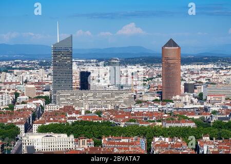 Famosa vista della città di Lione, Francia, Europa Foto Stock