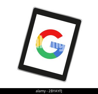 Logo Google. Google è il più grande motore di ricerca di Internet, di proprietà di USA Google Inc. Kharkiv, Ucraina - 8 giugno 2020 Foto Stock