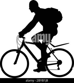 uomo che corre in bicicletta silhouette- vettore Illustrazione Vettoriale