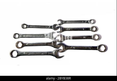 Collezione di chiavi di diverse dimensioni Foto Stock