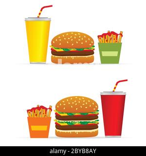 illustrazione di fast food in colorato Illustrazione Vettoriale