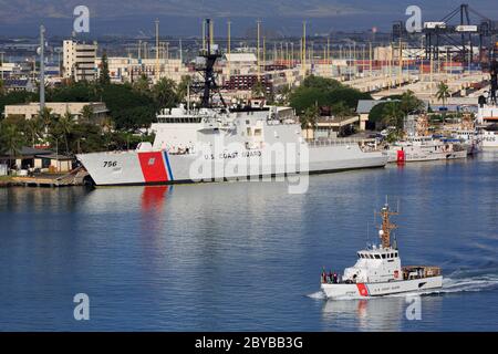 Stazione della Guardia Costiera a Sand Island, Honolulu City, Oahu Island, Hawaii, USA Foto Stock