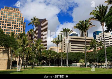 Iolani Palace Gardens, Honolulu City, Oahu Island, Hawaii, USA Foto Stock