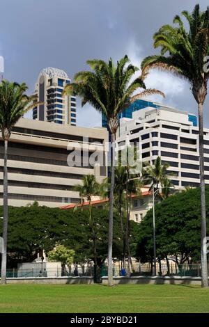 Iolani Palace Gardens, Honolulu City, Oahu Island, Hawaii, USA Foto Stock