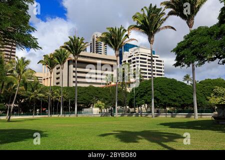 Iolani Palace Gardens, Honolulu City, Oahu Island, Hawaii, USA Foto Stock