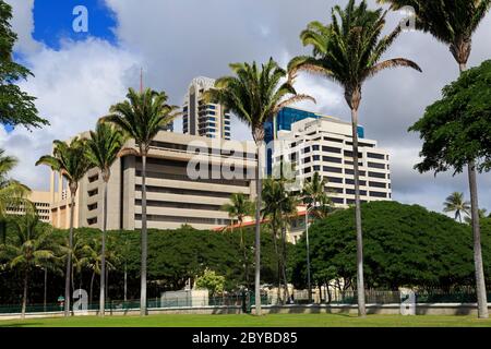 Iolani Palace Gardens, Honolulu City, Oahu Island, Hawaii, USA Foto Stock