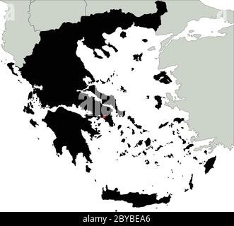 Mappa di Silhouette della Grecia estremamente dettagliata. Illustrazione Vettoriale