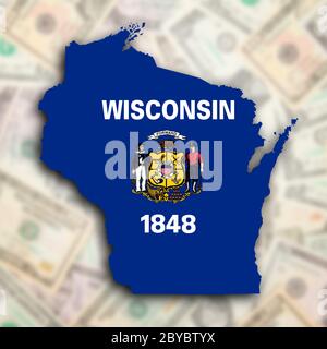 Mappa di Wisconsin Foto Stock