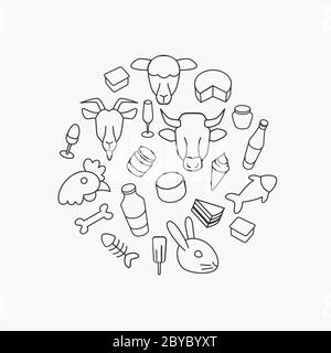 Icone di line farm Illustrazione Vettoriale