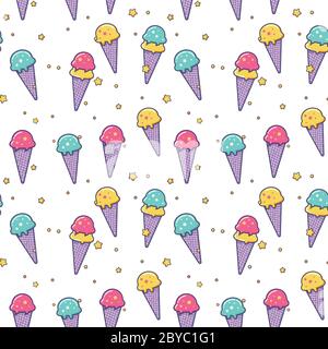 Cute vettore gelato modello senza giunture. Illustrazione Vettoriale