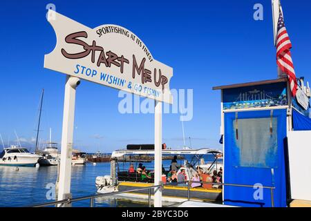 Piccola barca Porto, Lahaina, Isola di Maui, Hawaii, STATI UNITI D'AMERICA Foto Stock