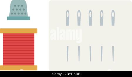 Strumenti di cucitura icona vettore isolato piano Illustrazione Vettoriale