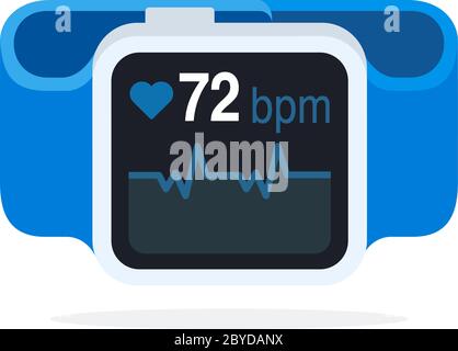 Fascia da polso per frequenza cardiaca isolata in piano Illustrazione Vettoriale