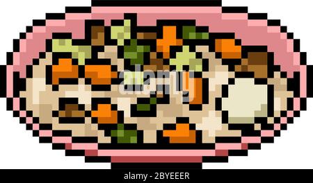 vettore pixel art cibo asiatico isolato Illustrazione Vettoriale