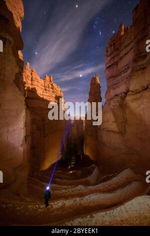 Il Grand Canyon di notte sotto la luce delle stelle nel cielo Foto stock -  Alamy