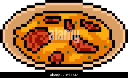 zuppa di carne vettoriale pixel art isolata Illustrazione Vettoriale