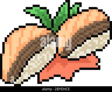 vettore pixel art sushi alimentare isolato Illustrazione Vettoriale