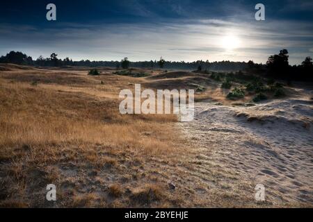 alba su dune e colline Foto Stock