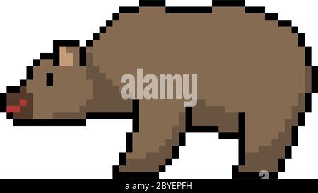 vettore pixel art orso isolato Illustrazione Vettoriale