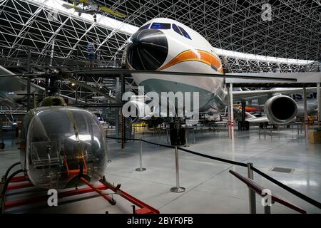 Airbus A300B ampio corpo di aereo di linea mostra al Museo Aeroscopia. Blagnac.Toulouse.Haute-Garonne.Occitanie.France Foto Stock