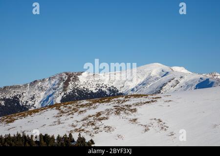 Scoprite le splendide Montagne Romene - paesaggio invernale Foto Stock