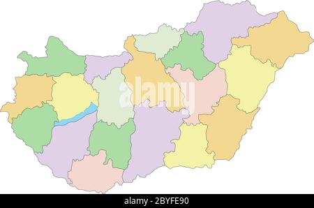 Ungheria - Mappa politica modificabile e molto dettagliata. Illustrazione Vettoriale